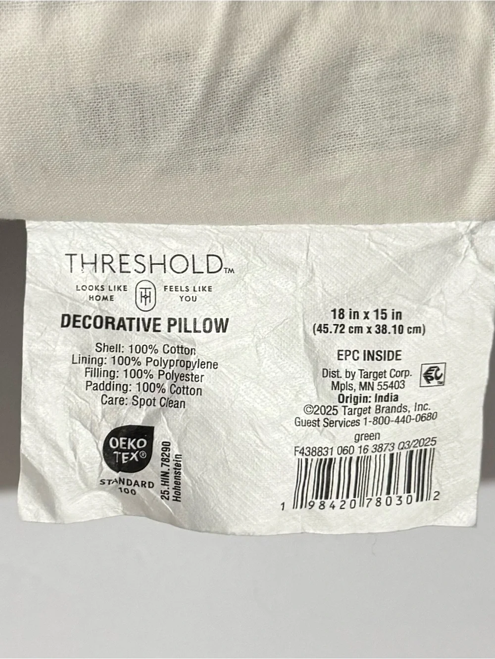NEW Threshold Green and White Checkered Tree Shaped Pillow